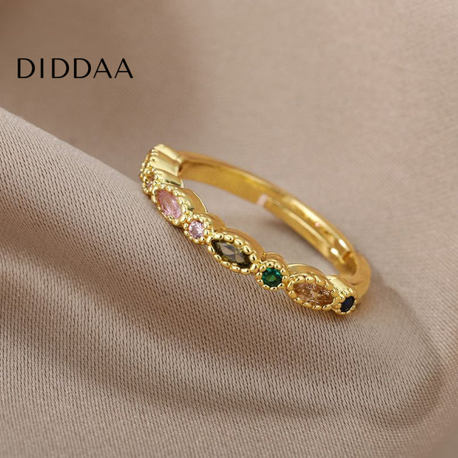 Steak Ring | Gold Small Stone Fine Ring - Adjustable - Rings