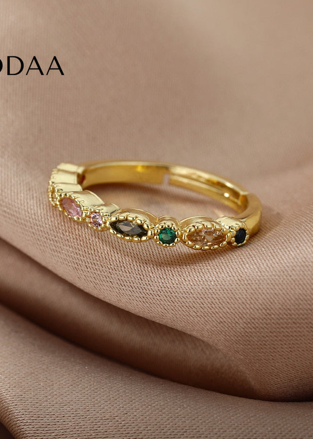 Steak Ring | Gold Small Stone Fine Ring - Adjustable - Rings