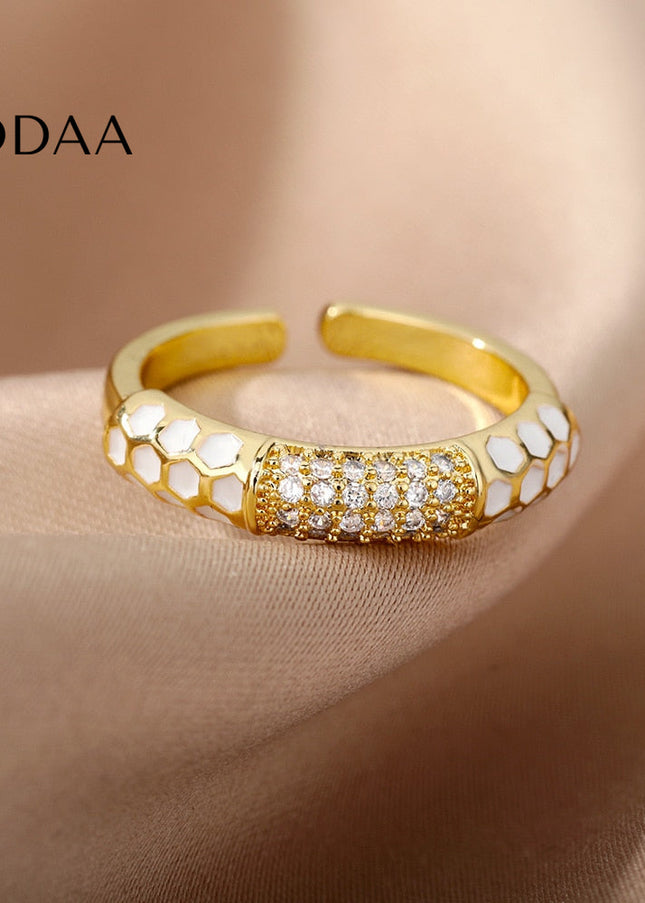 Toulous Ring | Gold White Zirconia Fine Ring - Rings