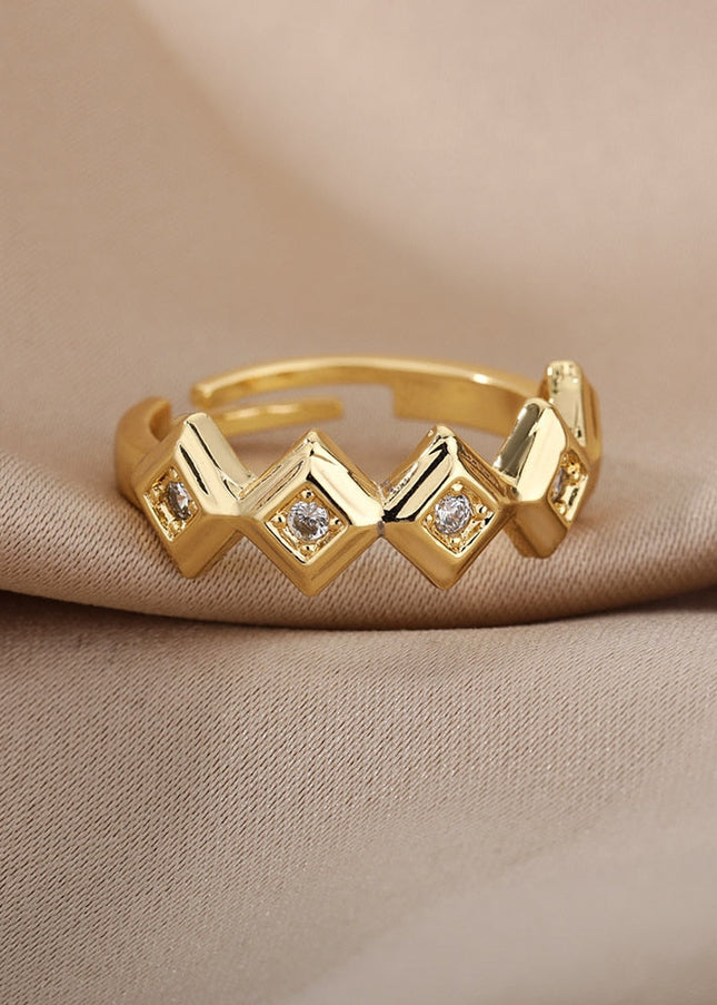 Martinique Ring | Gold Zirconia Fine Ring - Gold - Rings