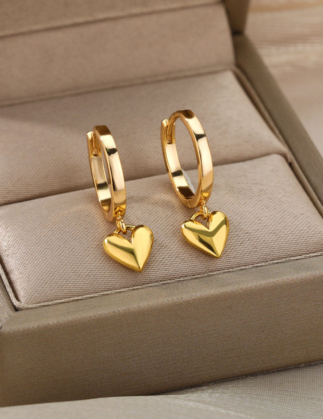 Warmly Earrings | Gold Small Heart Hoop Earrings