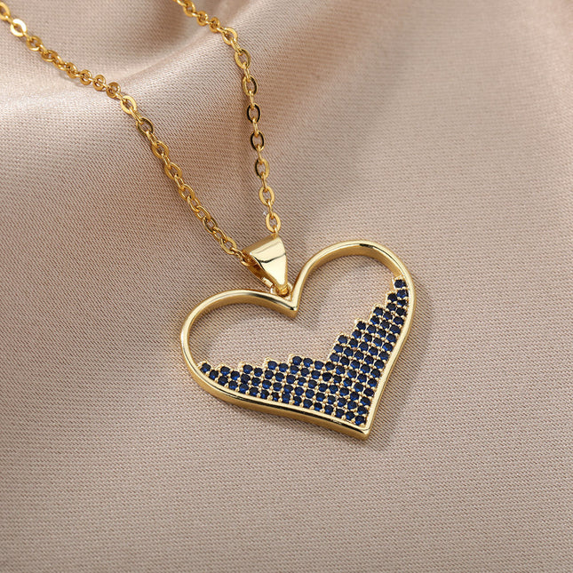 SOUVOIR SOUVOIR Necklaces Labasa Pendant Necklace | Gold Zirconia White Stone Heart Chain