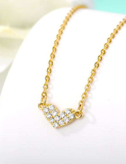 SOUVOIR Gold 14K Gold Plated, Zirconia Necklaces Shakespeare Pendant Necklace | Gold Love Heart Zirconia Chain