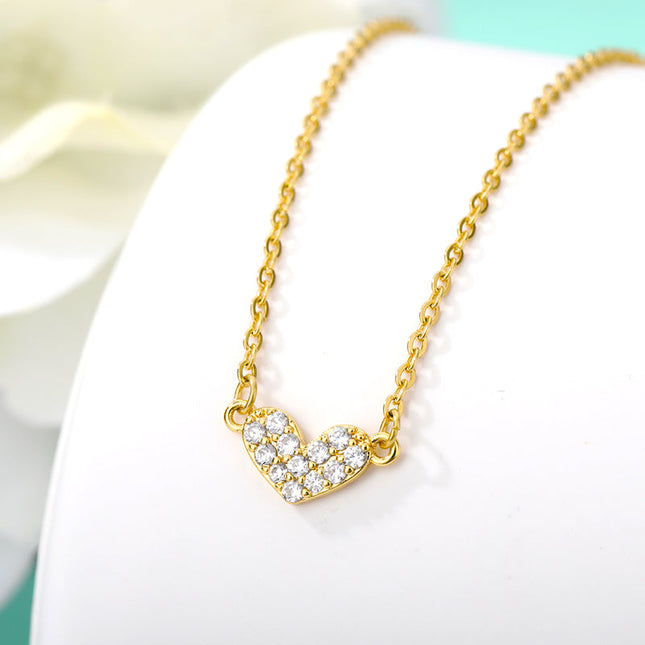 SOUVOIR Gold 14K Gold Plated, Zirconia Necklaces Shakespeare Pendant Necklace | Gold Love Heart Zirconia Chain