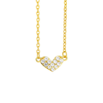 Shakespeare Pendant Necklace | Gold Love Heart Zirconia Chain