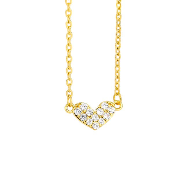 Shakespeare Pendant Necklace | Gold Love Heart Zirconia Chain