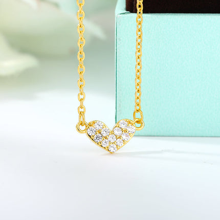 SOUVOIR 14K Gold Plated, Zirconia Necklaces Shakespeare Pendant Necklace | Gold Love Heart Zirconia Chain