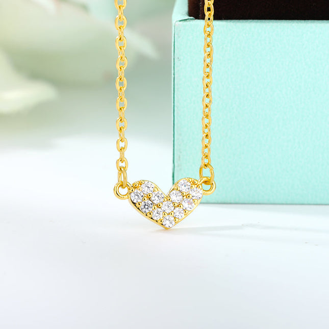 SOUVOIR 14K Gold Plated, Zirconia Necklaces Shakespeare Pendant Necklace | Gold Love Heart Zirconia Chain