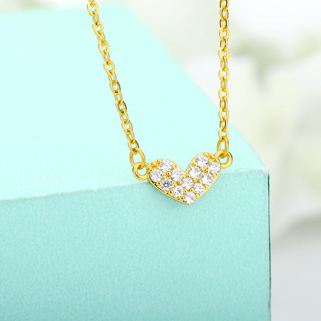 SOUVOIR 14K Gold Plated, Zirconia Necklaces Shakespeare Pendant Necklace | Gold Love Heart Zirconia Chain