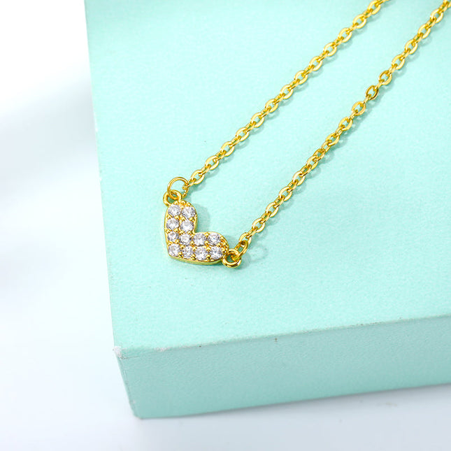 SOUVOIR 14K Gold Plated, Zirconia Necklaces Shakespeare Pendant Necklace | Gold Love Heart Zirconia Chain