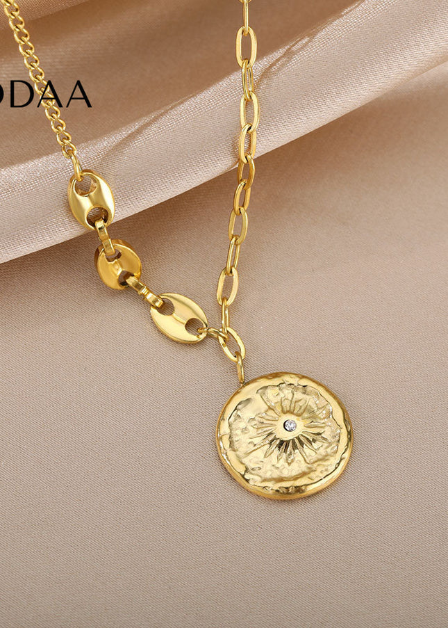 Promise Pendant Necklace | Gold Small Zirconia Chain - Gold - Necklaces