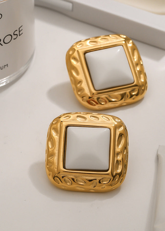 Jieding European and American stainless steel agate earrings, light luxury, high-end earrings, titanium steel earrings, jewelry, cross-border earrings