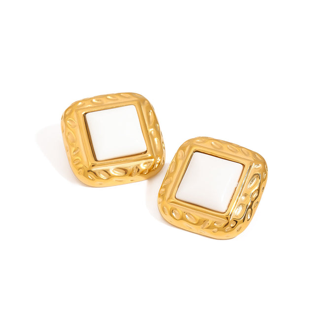 Jieding European and American stainless steel agate earrings, light luxury, high-end earrings, titanium steel earrings, jewelry, cross-border earrings