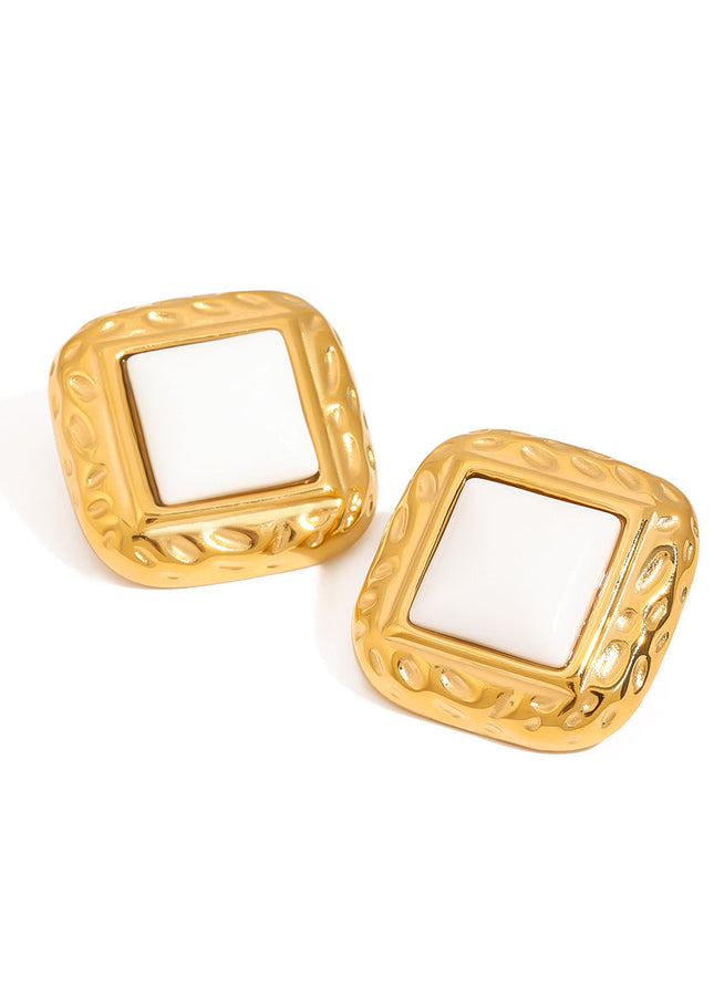 Jieding European and American stainless steel agate earrings, light luxury, high-end earrings, titanium steel earrings, jewelry, cross-border earrings