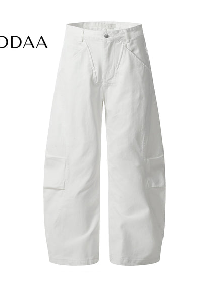 Pure White Wide Leg Curved Knife Work Pants - White / S - Men’s Jeans