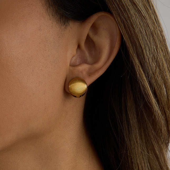 Jieding cross-border round stainless steel stud earrings, light luxury, high-end earrings, women's design sense niche earrings, titanium steel jewelry