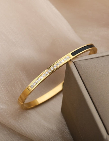 Quartier Bracelet Gold Zirconia Resizable Bangle - Gold - Bracelets