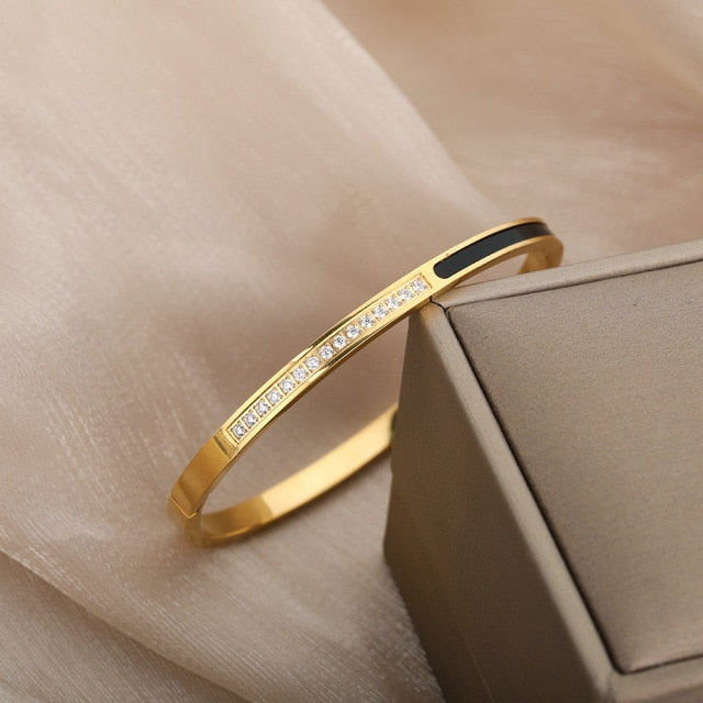 Quartier Bracelet Gold Zirconia Resizable Bangle - Gold - Bracelets