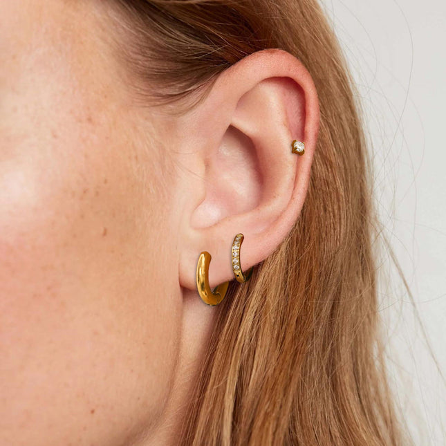 Jieding European and American three pairs of stainless steel zircon earrings high-end ins earrings titanium steel earrings cross-border earring