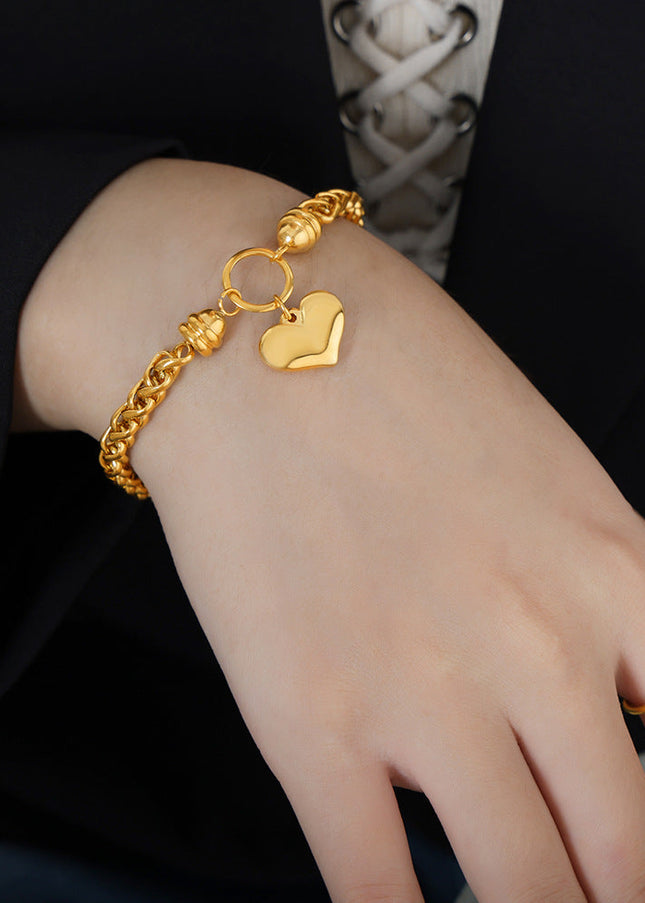 Personality niche ins style geometric chain braided winding design love pendant titanium steel romantic elegant bracelet