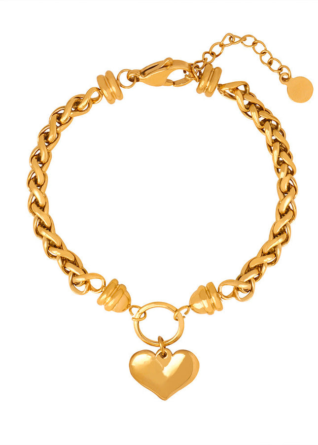 Personality niche ins style geometric chain braided winding design love pendant titanium steel romantic elegant bracelet