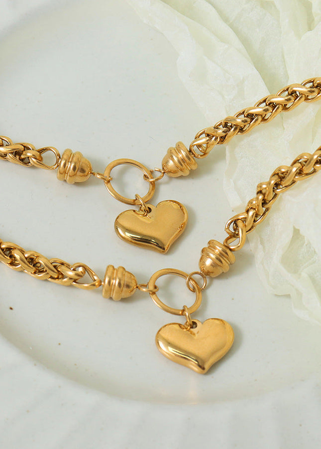 Personality niche ins style geometric chain braided winding design love pendant titanium steel romantic elegant bracelet