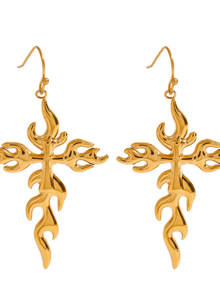 Jieding European and American stainless steel cross earrings premium sense earrings titanium steel niche earrings cross-border earrings