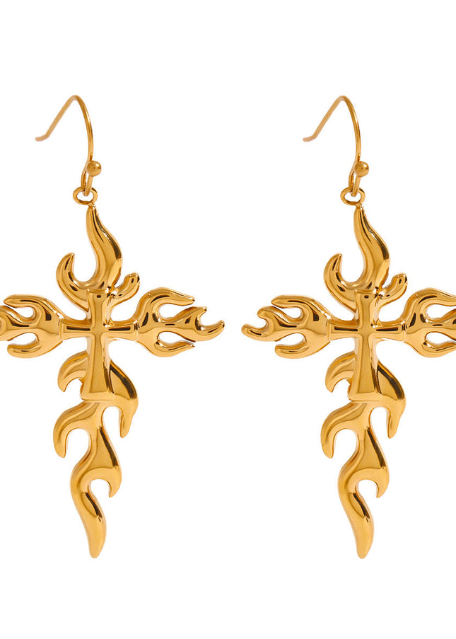 Jieding European and American stainless steel cross earrings premium sense earrings titanium steel niche earrings cross-border earrings