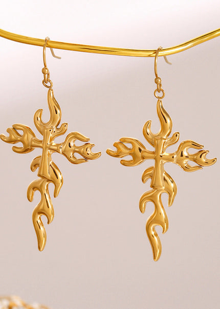 Jieding European and American stainless steel cross earrings premium sense earrings titanium steel niche earrings cross-border earrings