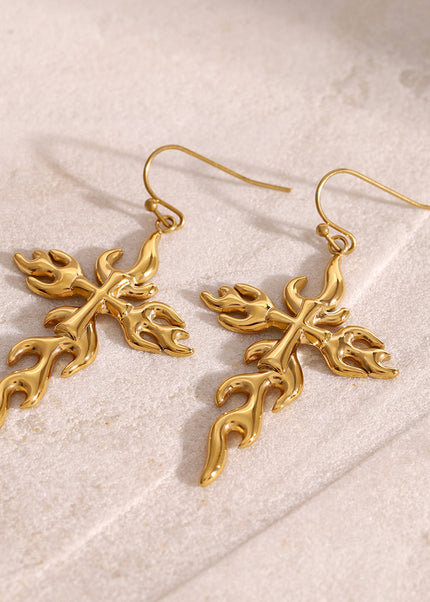 Jieding European and American stainless steel cross earrings premium sense earrings titanium steel niche earrings cross-border earrings