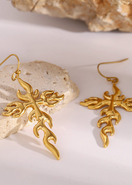 Jieding European and American stainless steel cross earrings premium sense earrings titanium steel niche earrings cross-border earrings