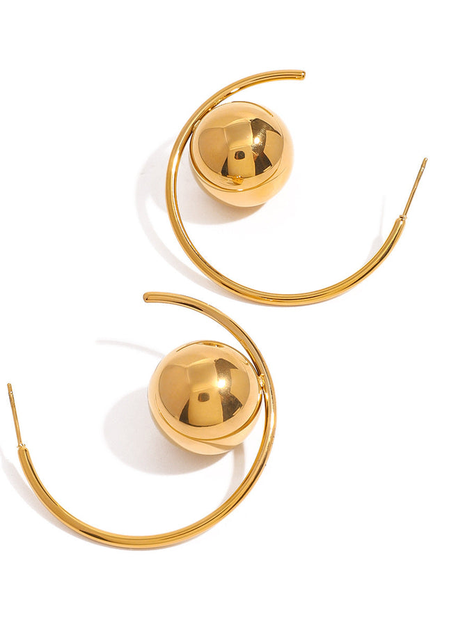 Jieding European and American stainless steel simple C-shaped earrings high-end versatile earrings 18K gold titanium steel earrings cross-border