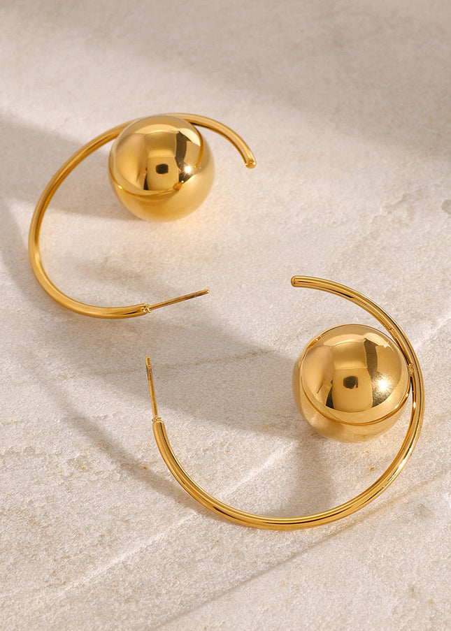 Jieding European and American stainless steel simple C-shaped earrings high-end versatile earrings 18K gold titanium steel earrings cross-border