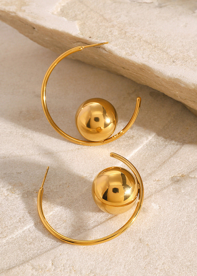 Jieding European and American stainless steel simple C-shaped earrings high-end versatile earrings 18K gold titanium steel earrings cross-border