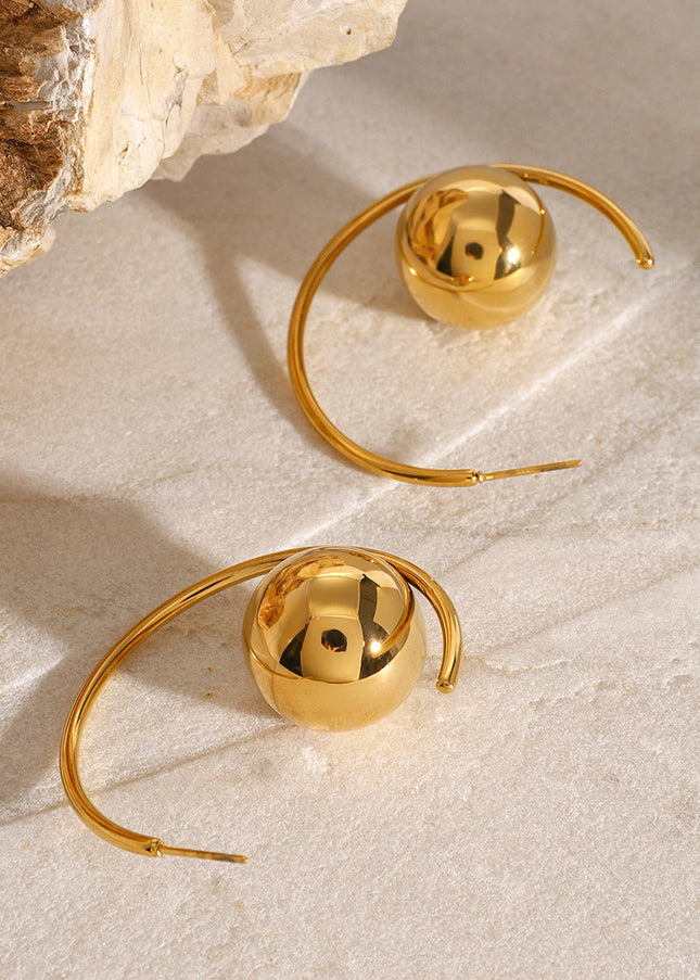 Jieding European and American stainless steel simple C-shaped earrings high-end versatile earrings 18K gold titanium steel earrings cross-border