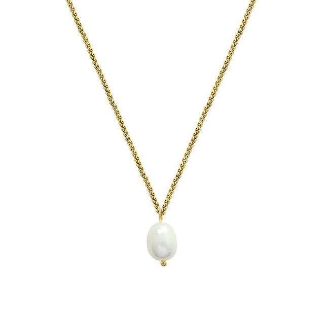marka French niche design vintage necklace women's simple cold wind titanium steel choker freshwater pearl necklace