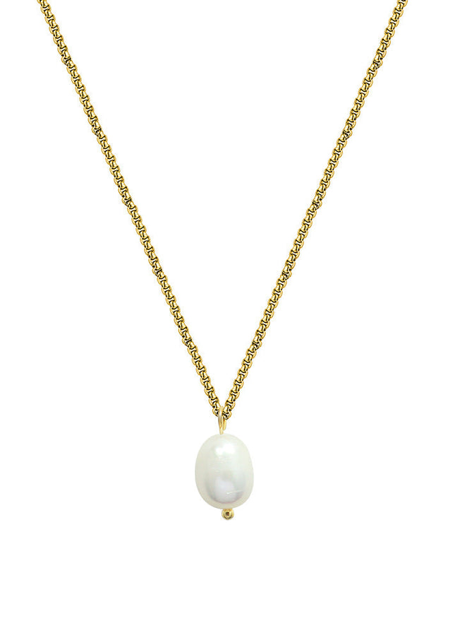 marka French niche design vintage necklace women's simple cold wind titanium steel choker freshwater pearl necklace