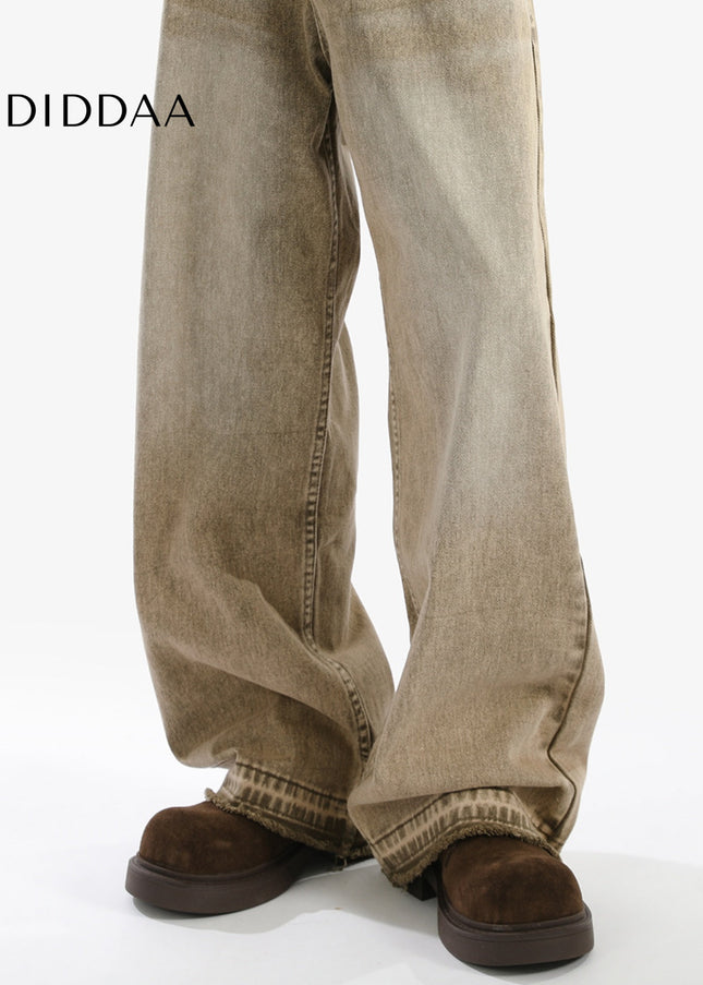 Raven Oasis Loose Fringed Straight Jeans for Men - Men’s Jeans