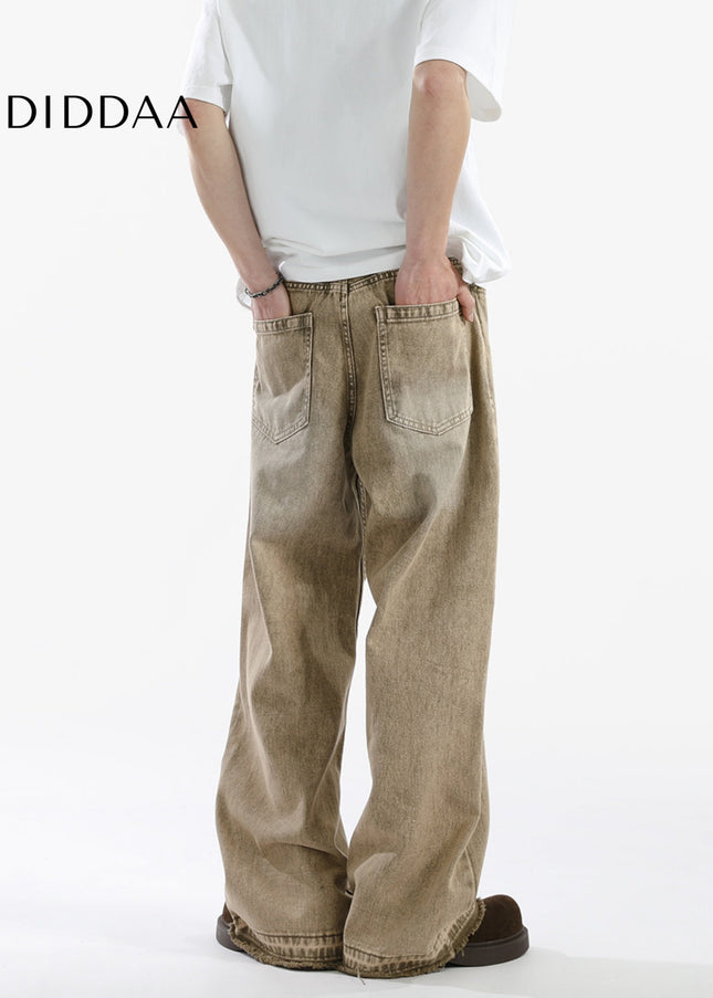 Raven Oasis Loose Fringed Straight Jeans for Men - Men’s Jeans