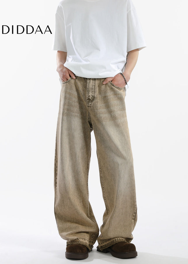 Raven Oasis Loose Fringed Straight Jeans for Men - Men’s Jeans