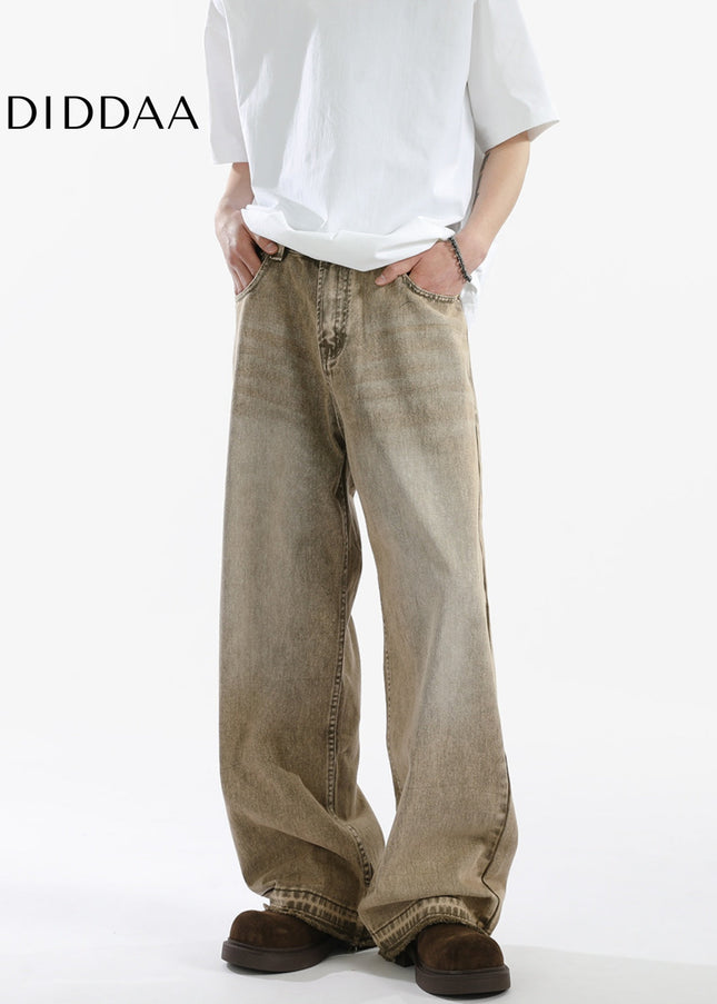 Raven Oasis Loose Fringed Straight Jeans for Men - Men’s Jeans