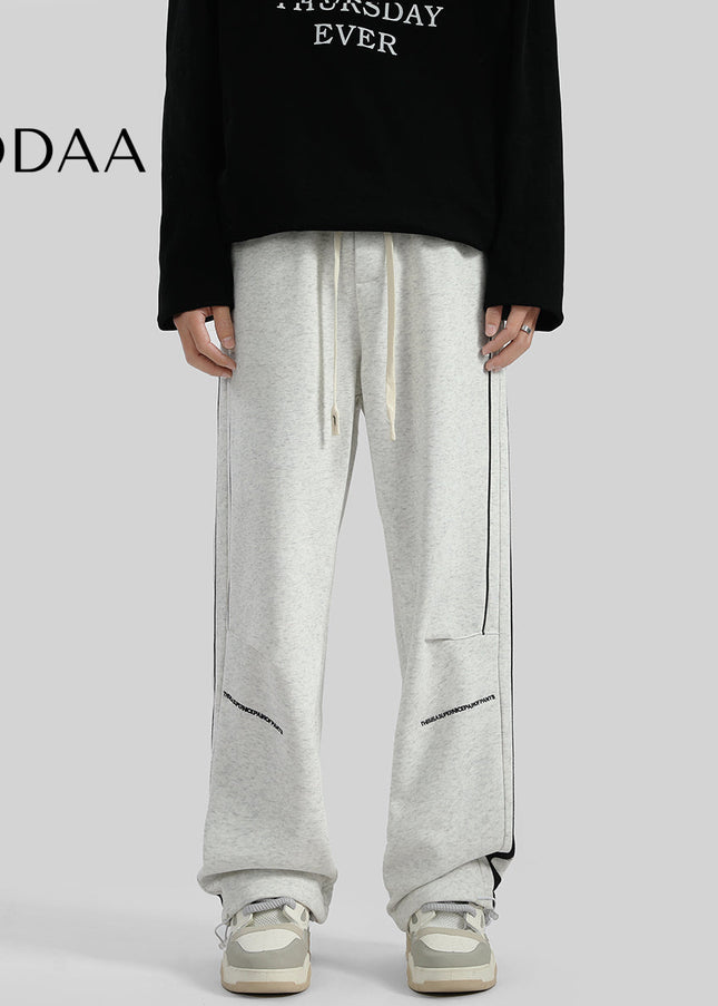 Raven Striped Loose Fit Casual Sweatpants for Men - M / Light Grey - Unisex Sweatpants