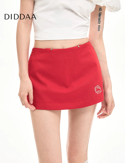 Red High Waist Slim A-Line Short Skirt for Women - S / Red - Skirts