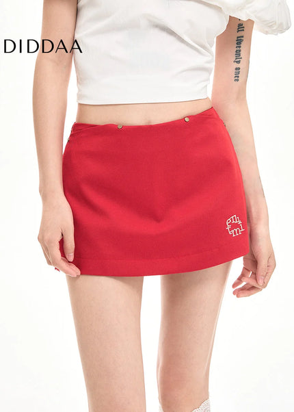 Red High Waist Slim A-Line Short Skirt for Women - S / Red - Skirts