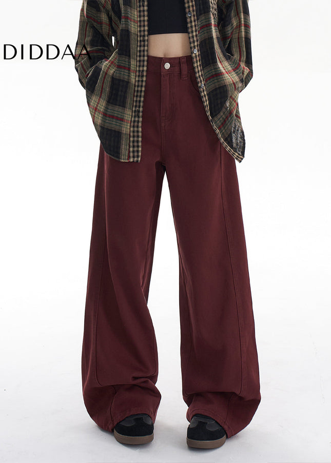 Red High Waist Wide Leg Jeans for Women Casual Style - Women’s Jeans