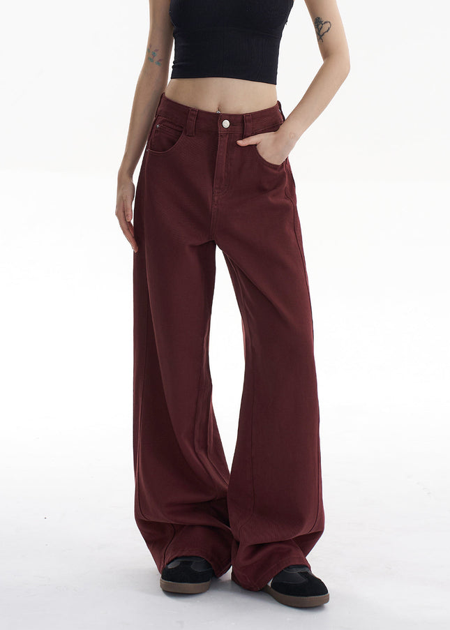 Red High Waist Wide Leg Jeans for Women Casual Style - Women’s Jeans