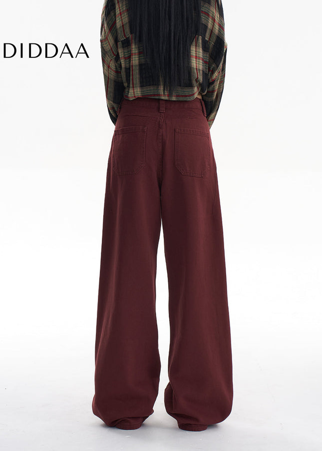 Red High Waist Wide Leg Jeans for Women Casual Style - Women’s Jeans