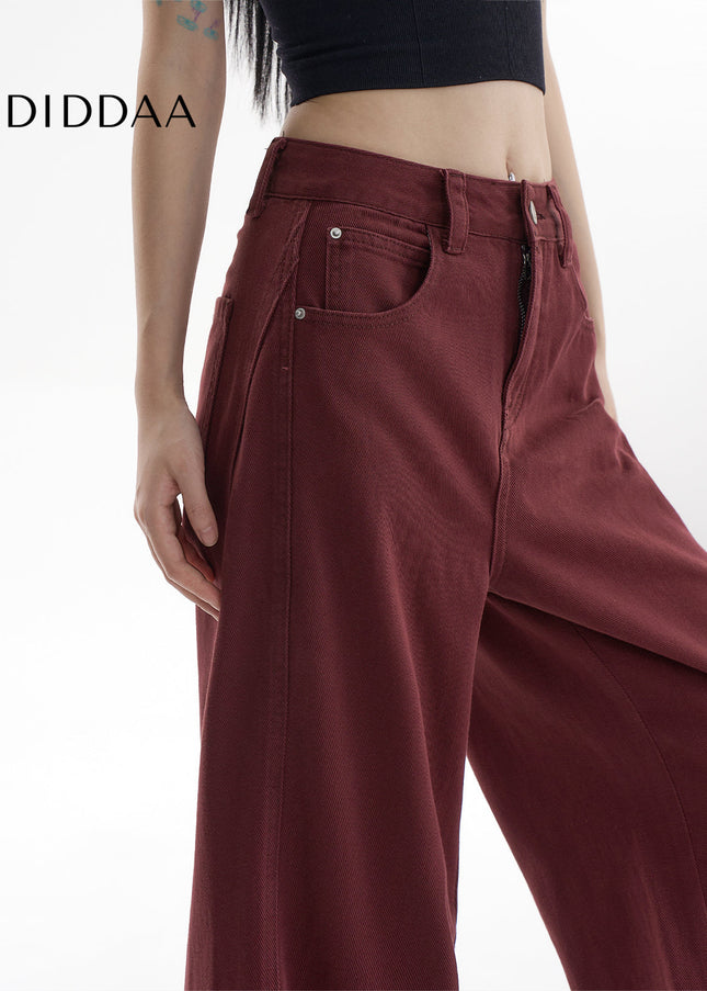 Red High Waist Wide Leg Jeans for Women Casual Style - Women’s Jeans