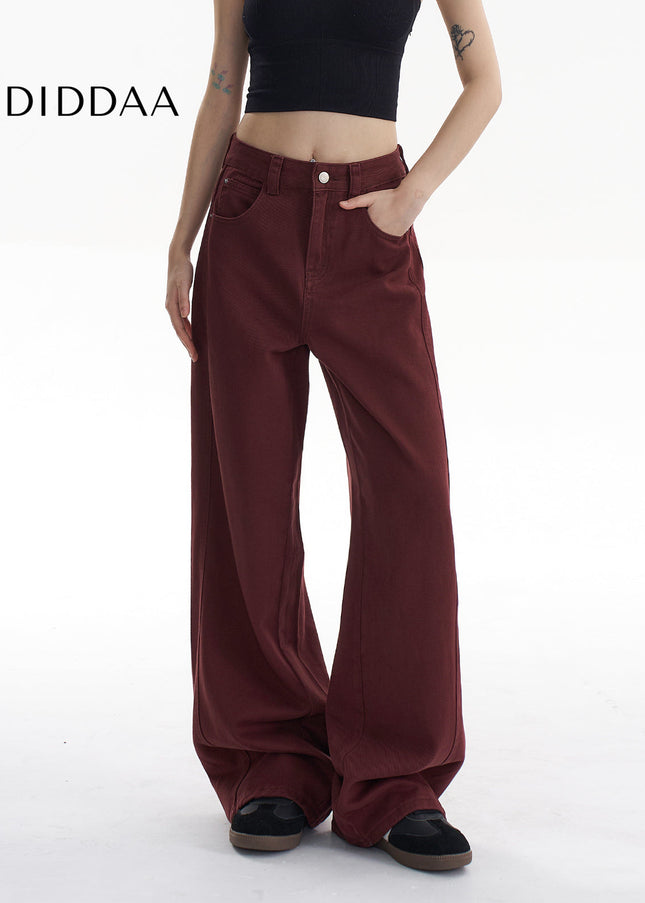 Red High Waist Wide Leg Jeans for Women Casual Style - XS / Red - Women’s Jeans