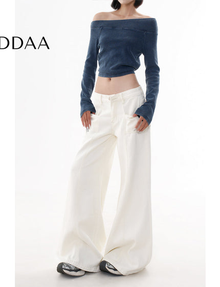 Red High Waist Wide Leg Jeans for Women This Spring - XS / White - Women’s Jeans